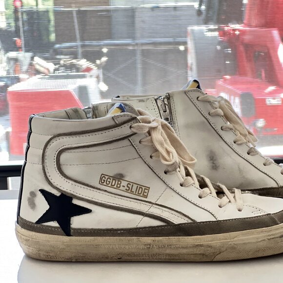 Golden Goose White Slide High-top Sneakers White/Yellow/Black - Picture 5 of 11